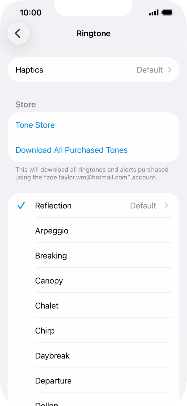 Press the different ring tones to hear them.