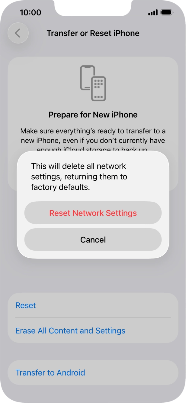 Press Reset Network Settings. Press Reset Network Settings.