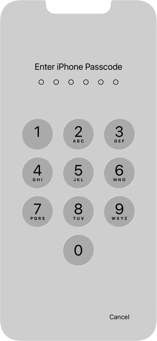 Use the phone lock code you created.