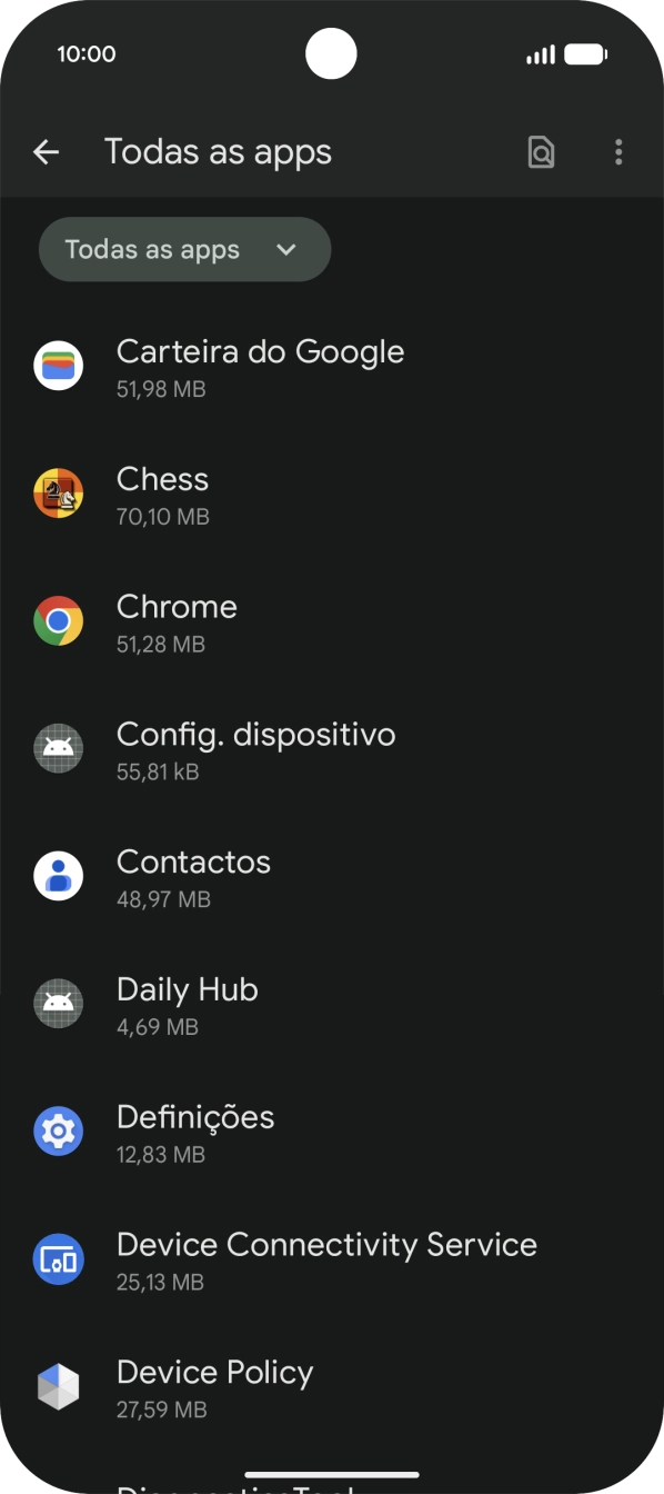 Prima a app pretendida.