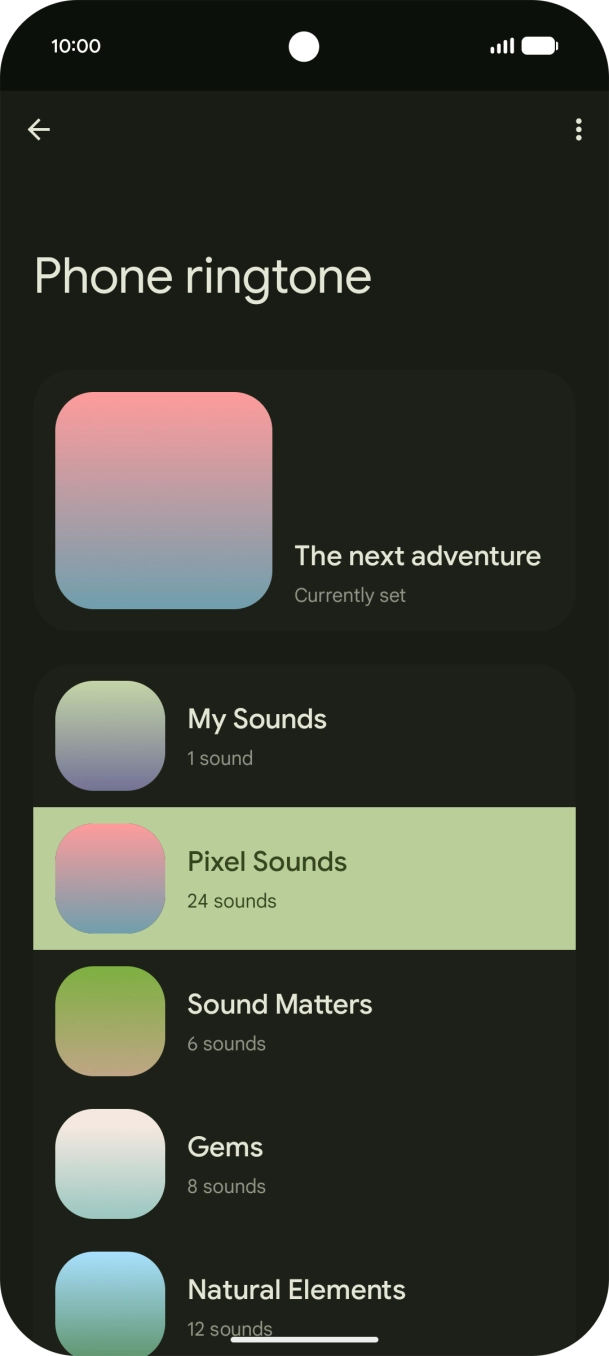Press the required category.