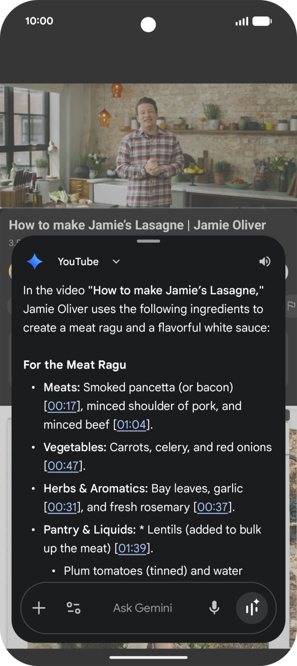 The answer from Gemini to your question is displayed.