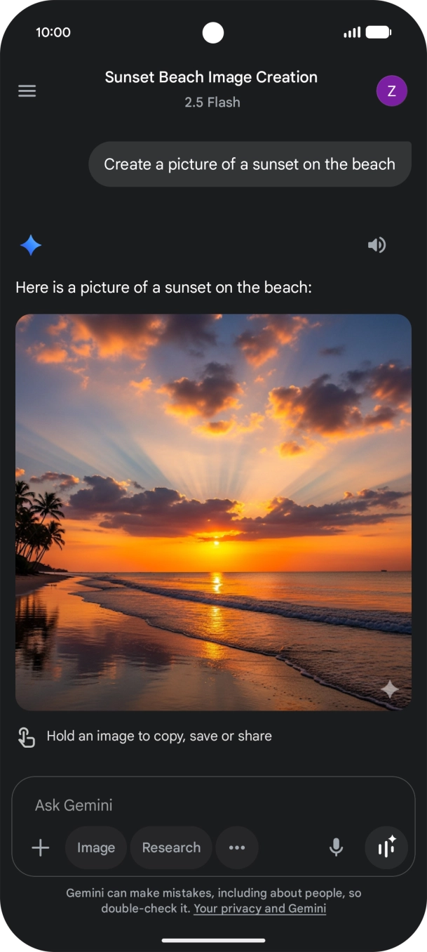 You can also ask Gemini to generate a picture based on your description.