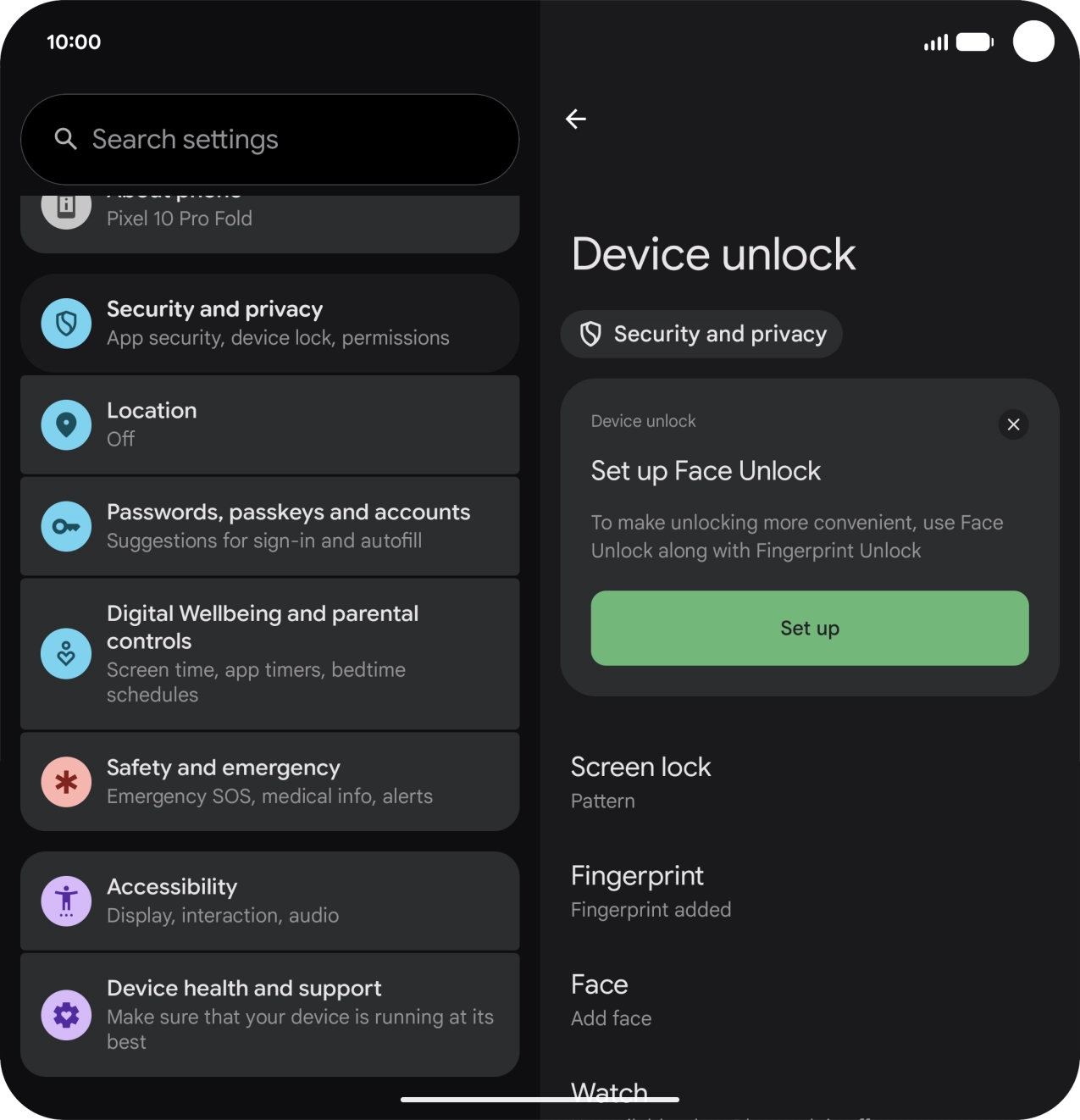 Press Screen lock and key in the additional lock code you created earlier.