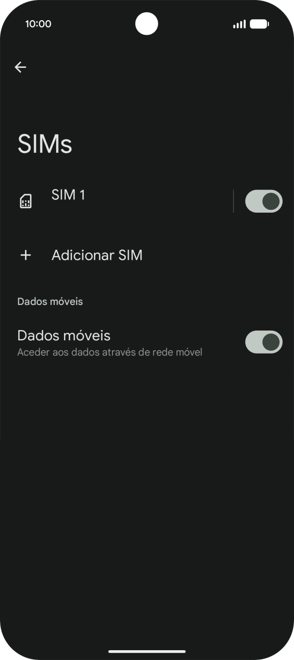 Prima o nome do cartão SIM.