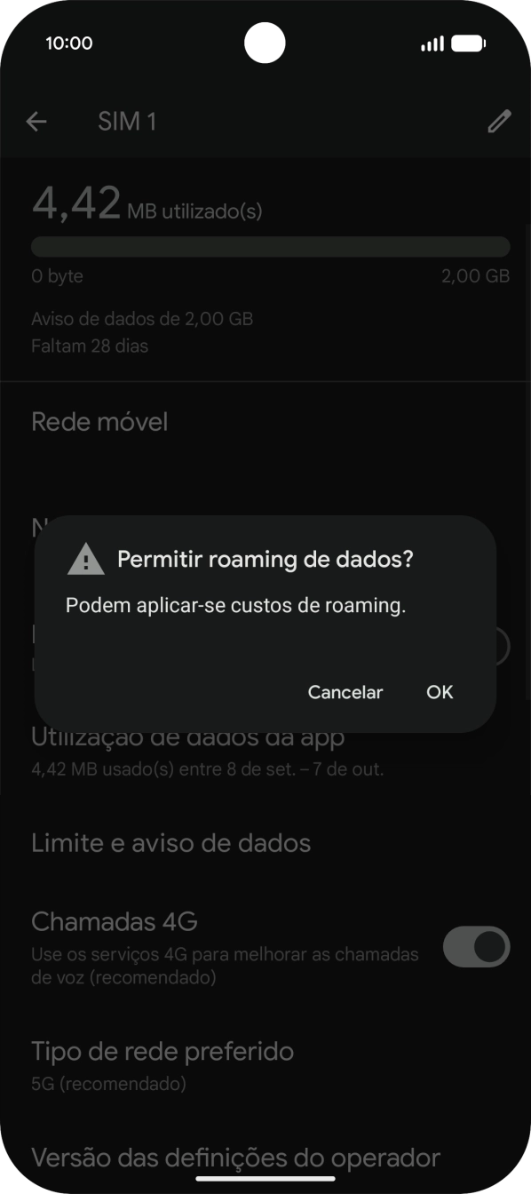 Se ativar a função, prima OK.