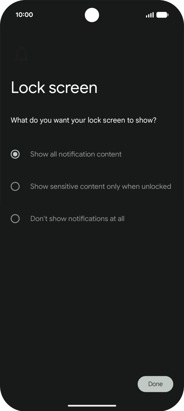Press the required setting.