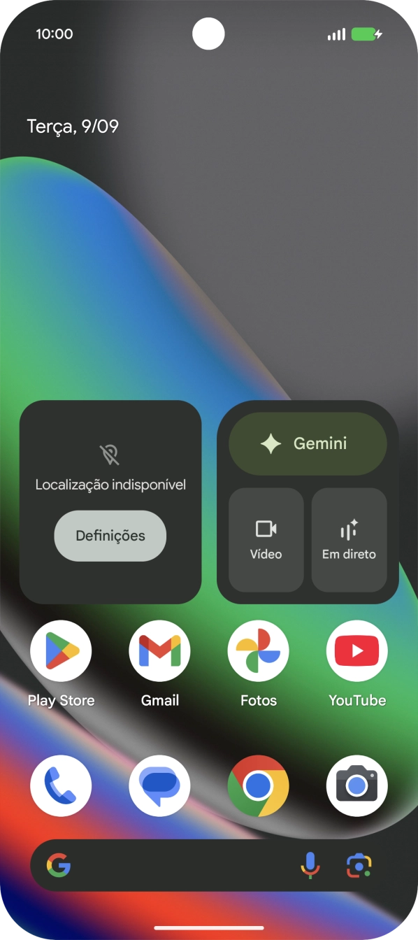Quando o ícone de bateria em carregamento for mostrado no ecrã, a bateria está em carregamento.