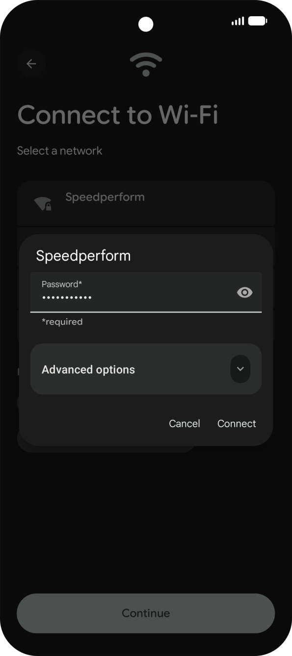Key in the password for the Wi-Fi network and press Connect.