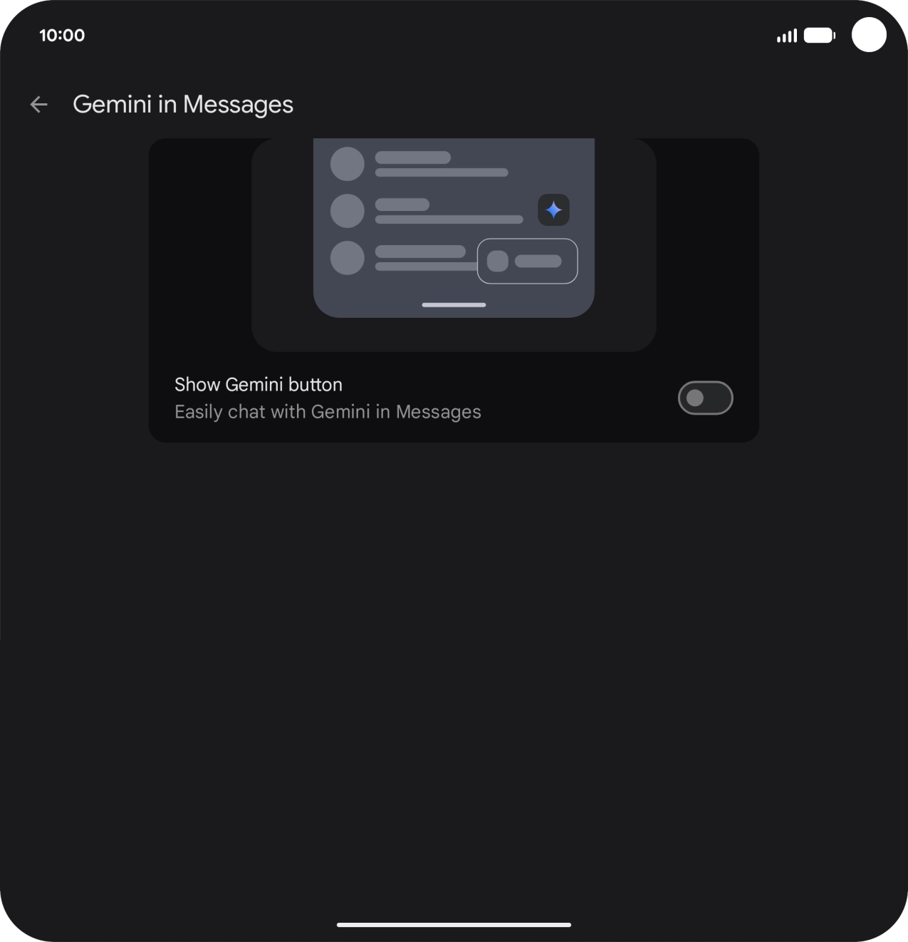 Press the indicator next to 'Show Gemini button' to turn on the function.
