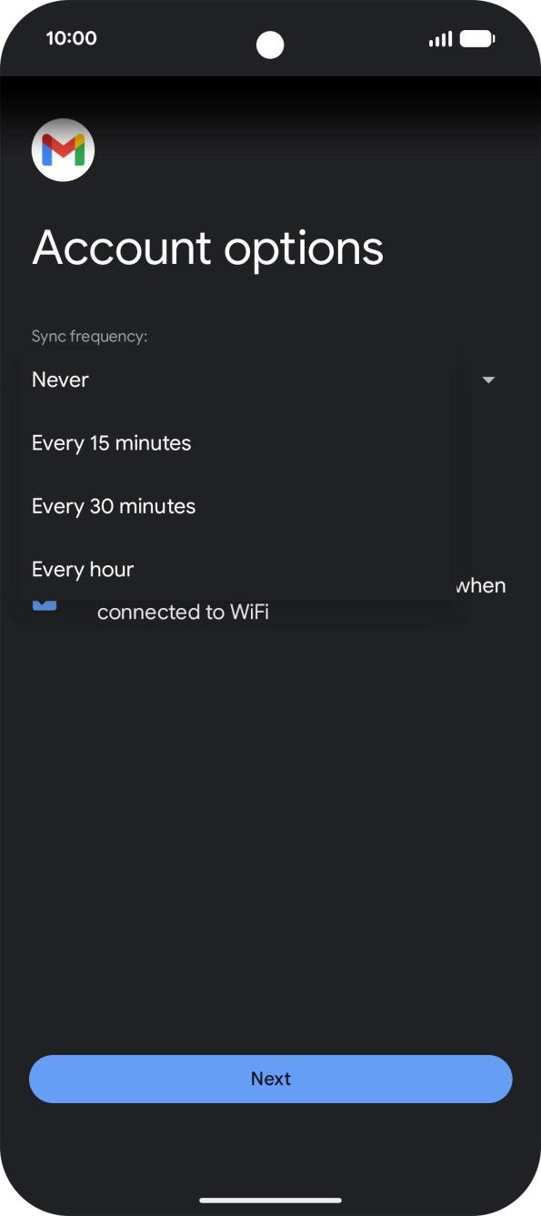 Press the required setting.