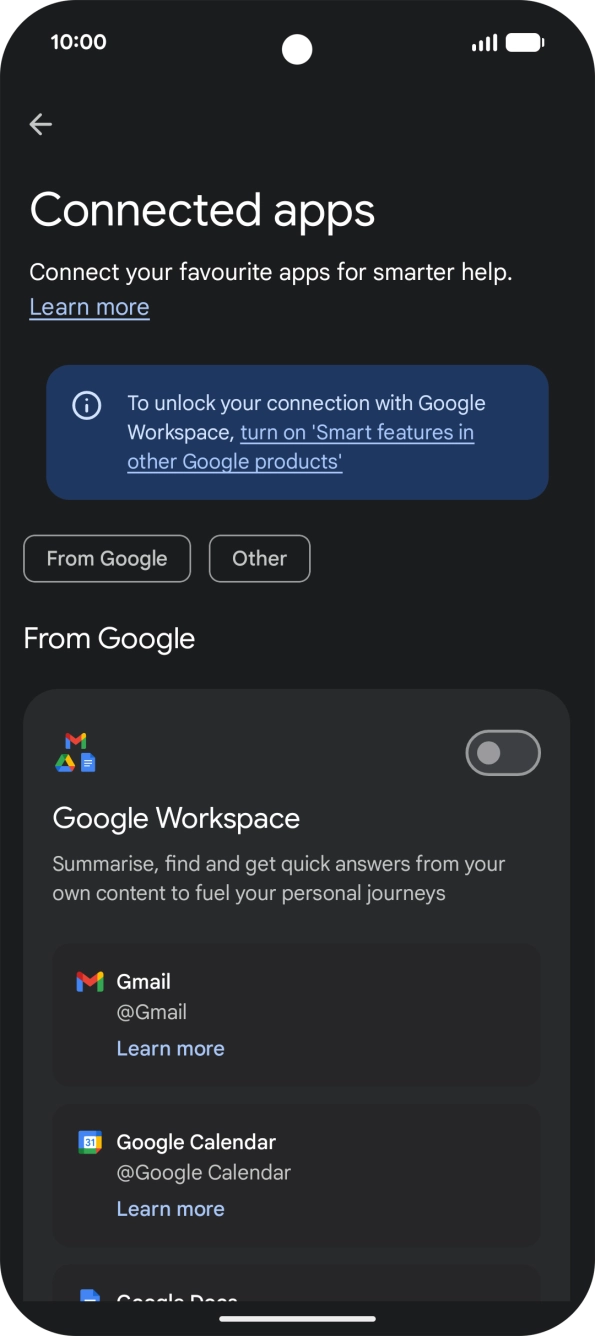 Press the indicator next to the required extension to turn on the function.