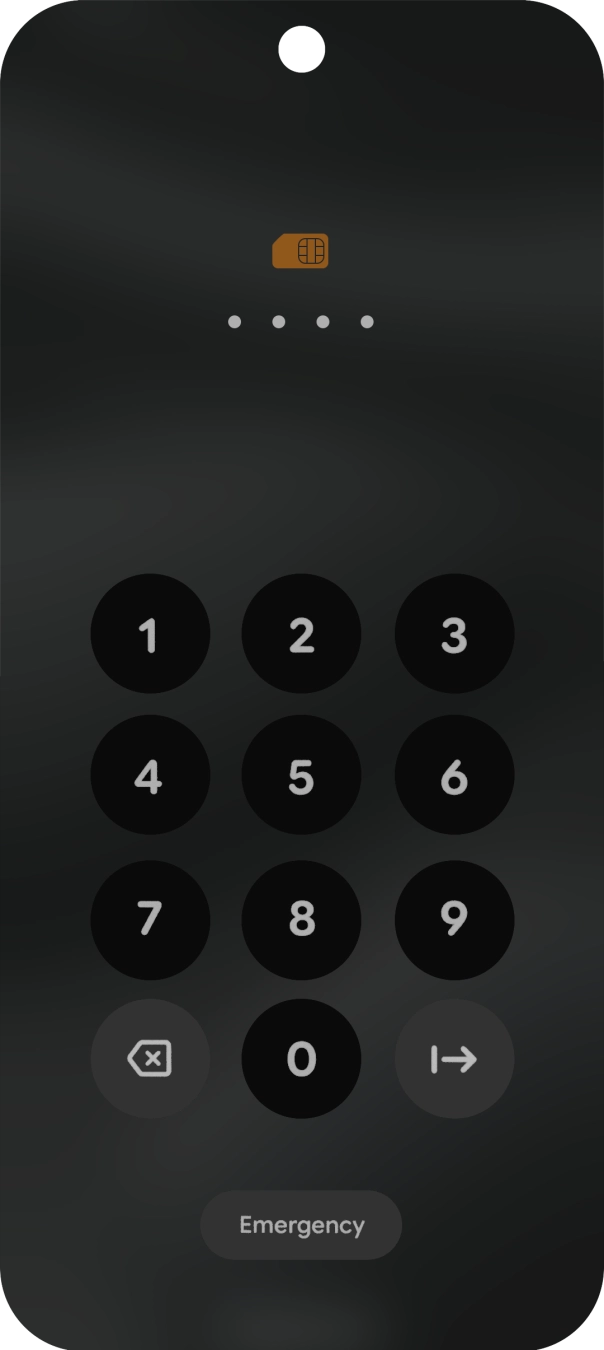 If your SIM is locked, key in your SIM PIN and press arrow right. The default SIM PIN is 0000.