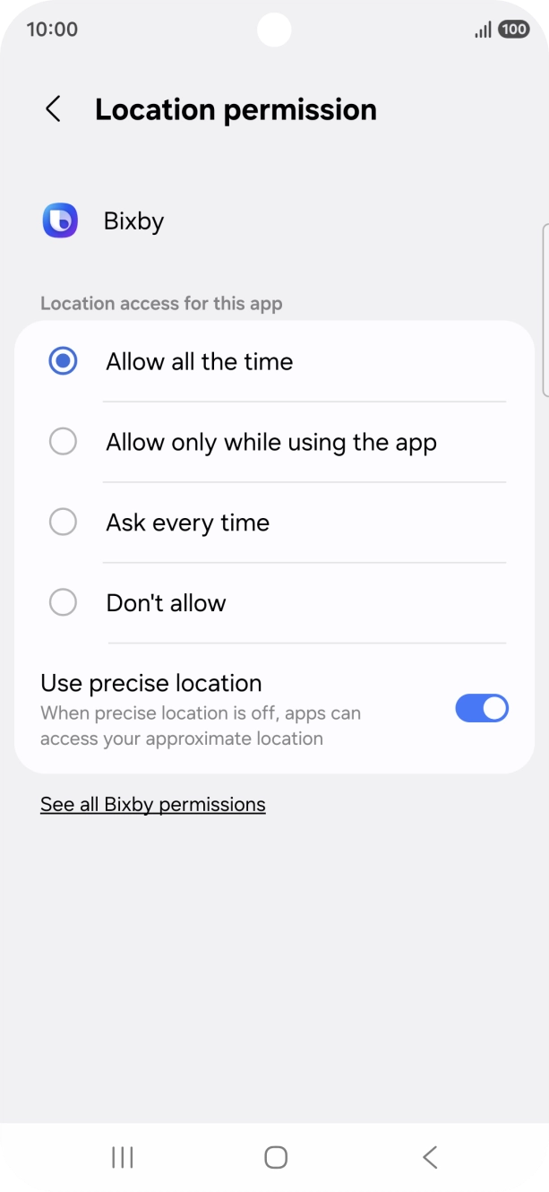 Press the required setting. Press the required setting.