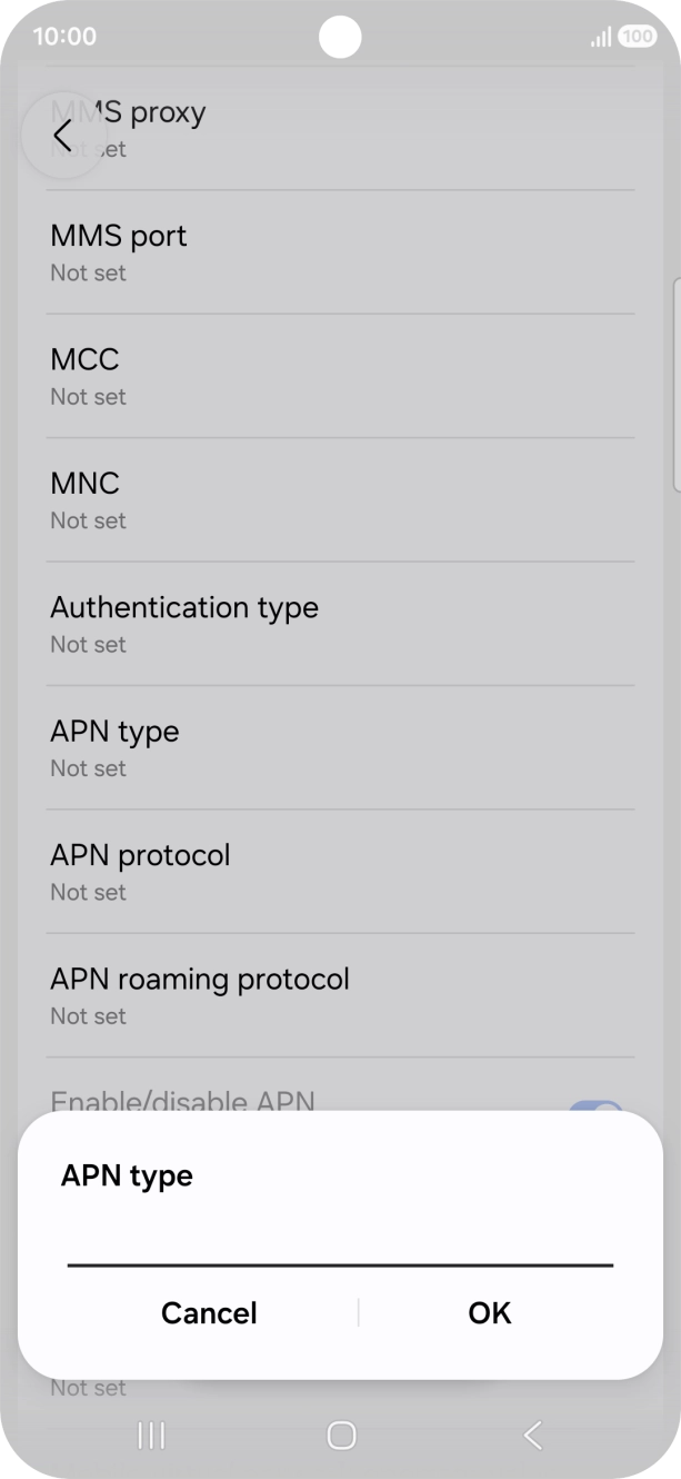 Key in default and press OK. Key in default and press OK.