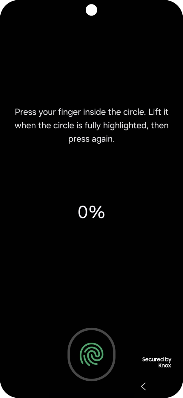 Follow the instructions on the screen to create the phone lock code using your fingerprint. Follow the instructions on the screen to create the phone lock code using your fingerprint.