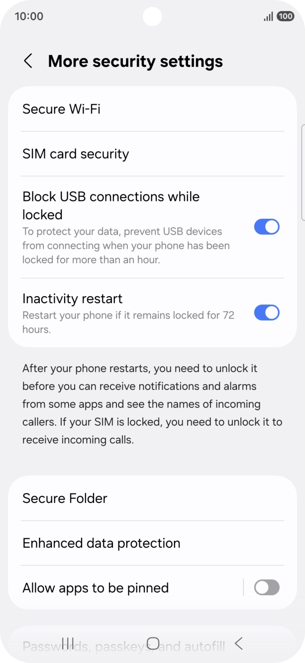 Press SIM card security. Press SIM card security.