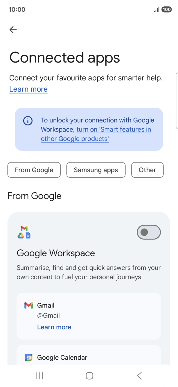 Press the indicator next to the required extension to turn on the function.
