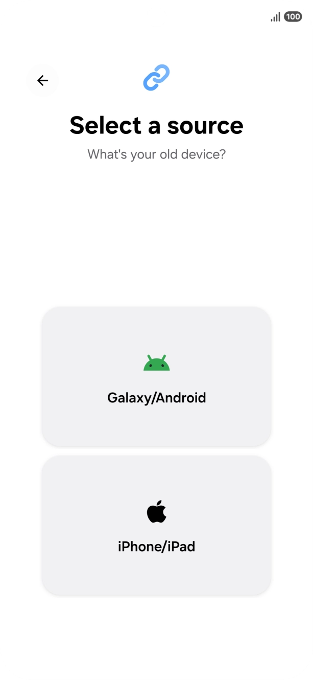 Press the required setting and follow the instructions on the screen to transfer the content from another phone.