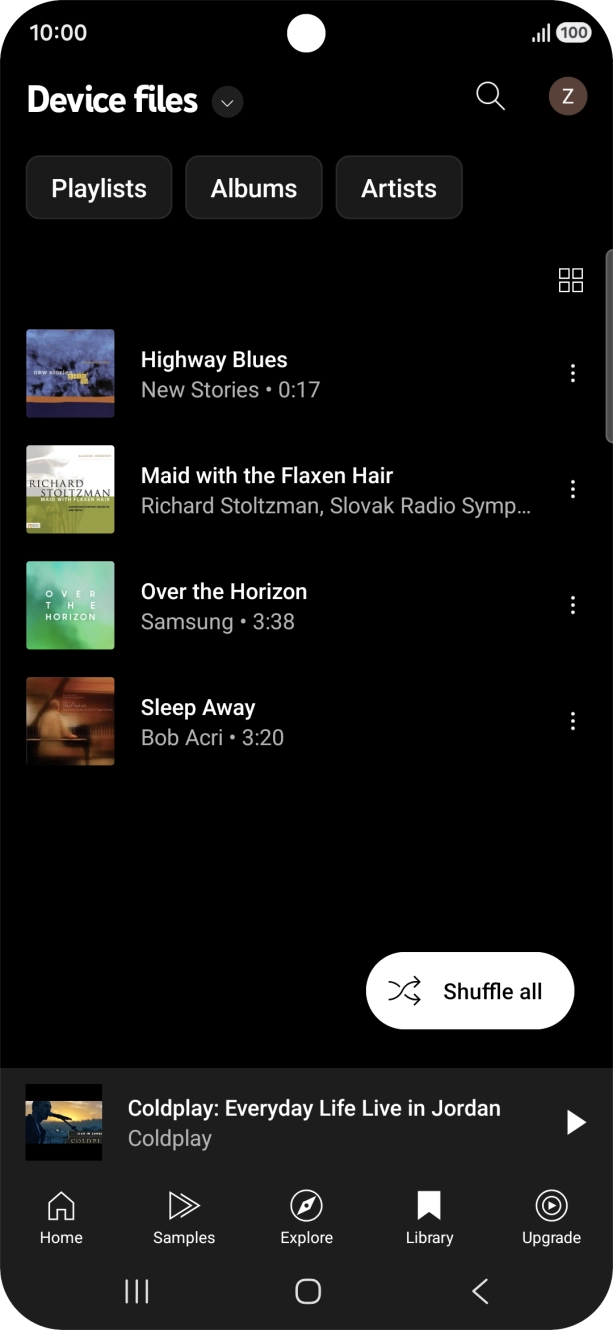 Press the required audio file.
