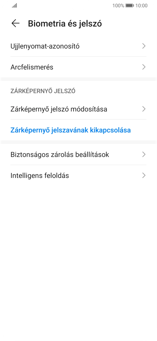 Válaszd a Zárképernyő jelszavának kikapcsolása lehetőséget.