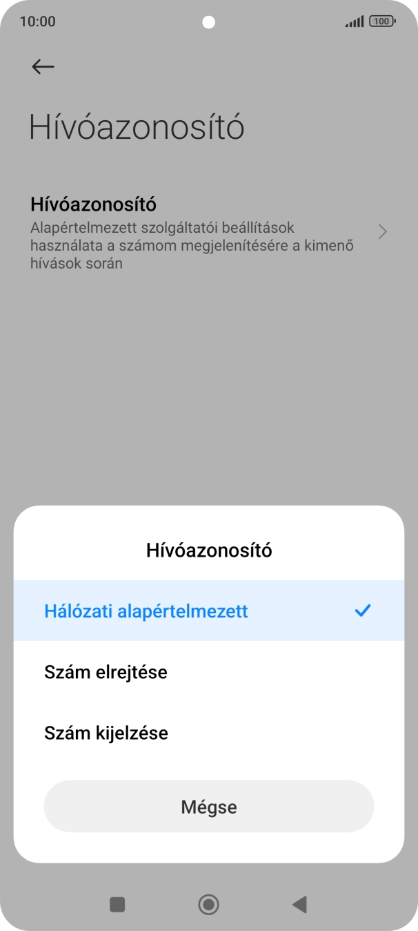 Válaszd a Szám kijelzése lehetőséget a hívószámküldés bekapcsolásához.