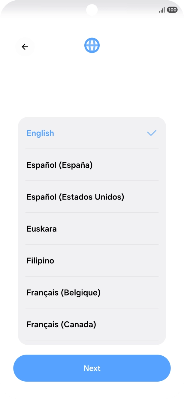 Press the required language. Press the required language.