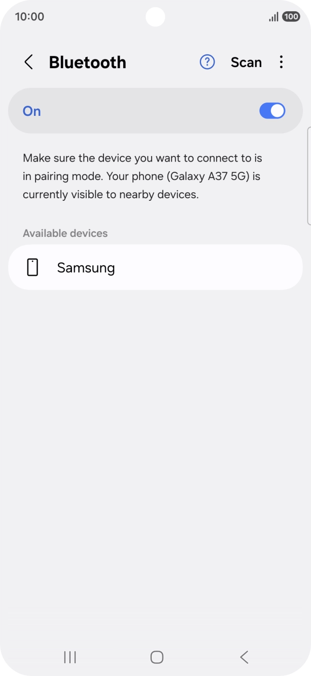 Press the required Bluetooth device and follow the instructions on the screen to pair the device with your phone.