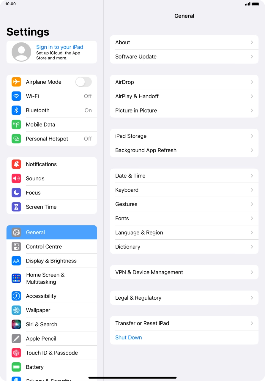 Press Sign in to your iPad.