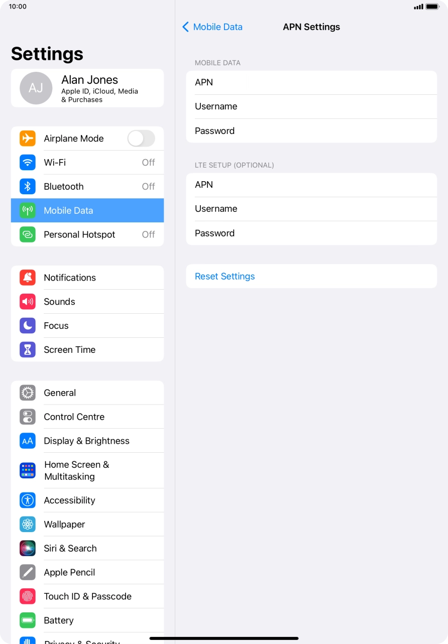 Press APN and key in idata.o2.co.uk. Press APN and key in idata.o2.co.uk.