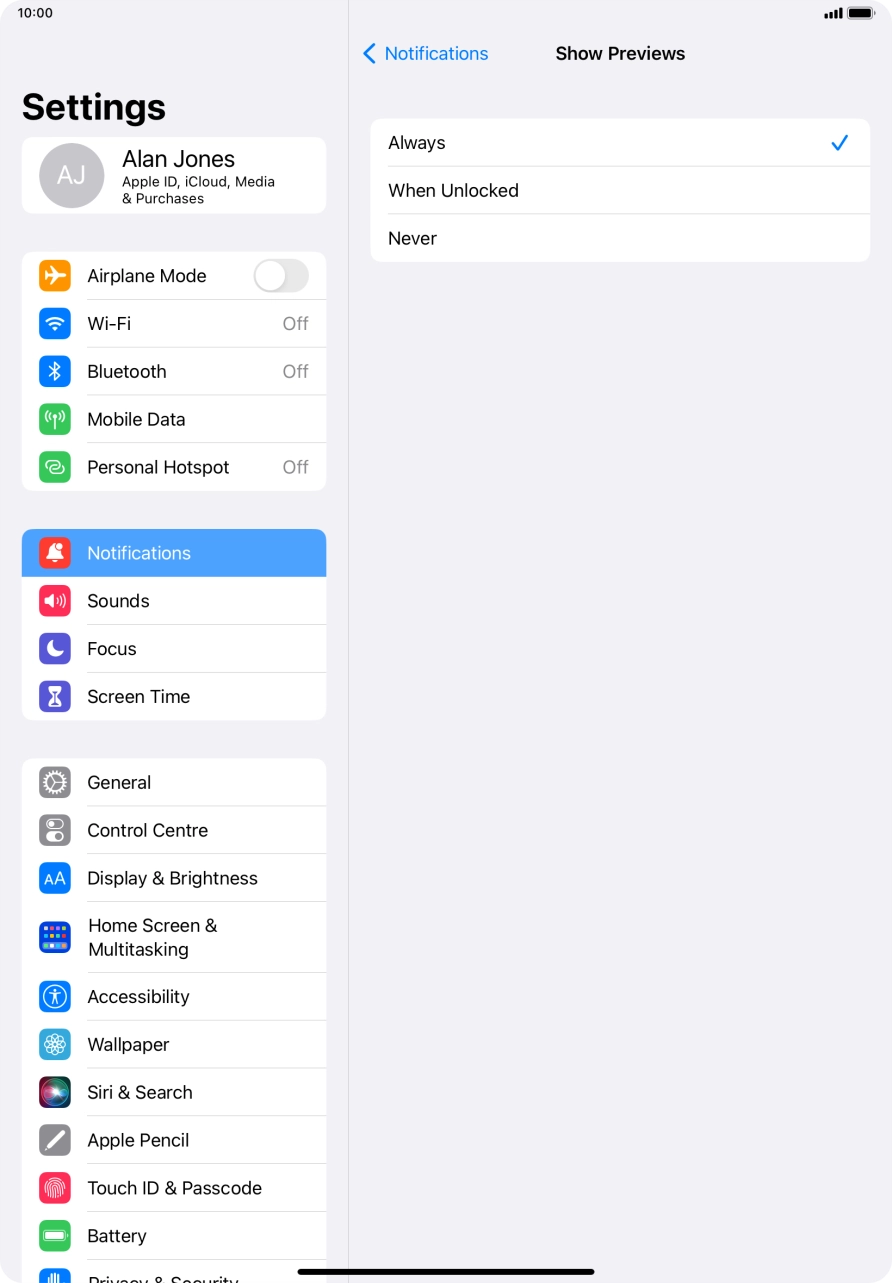 To select notification preview on the lock screen, press Always. To select notification preview on the lock screen, press Always.