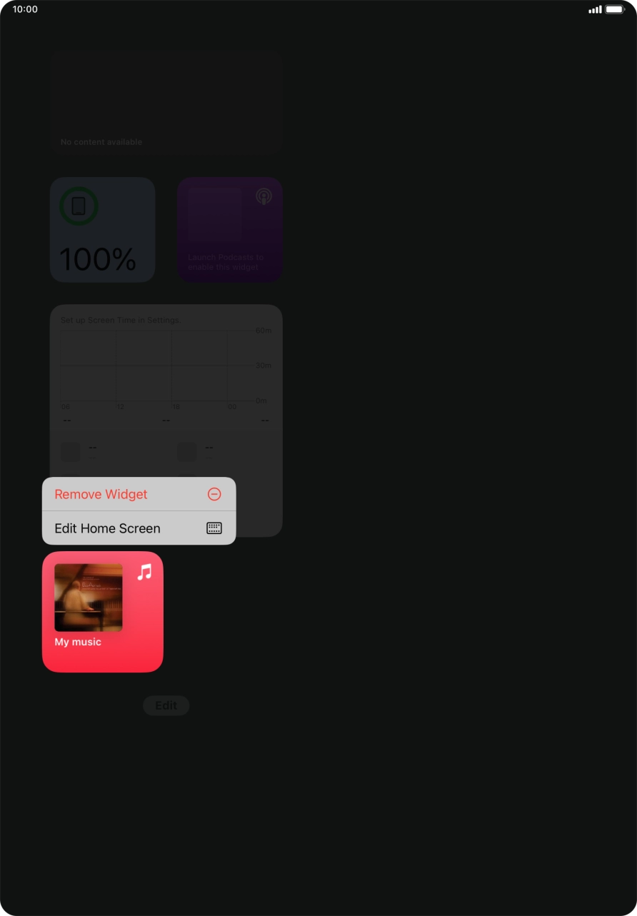 Press the required widget. Press the required widget.