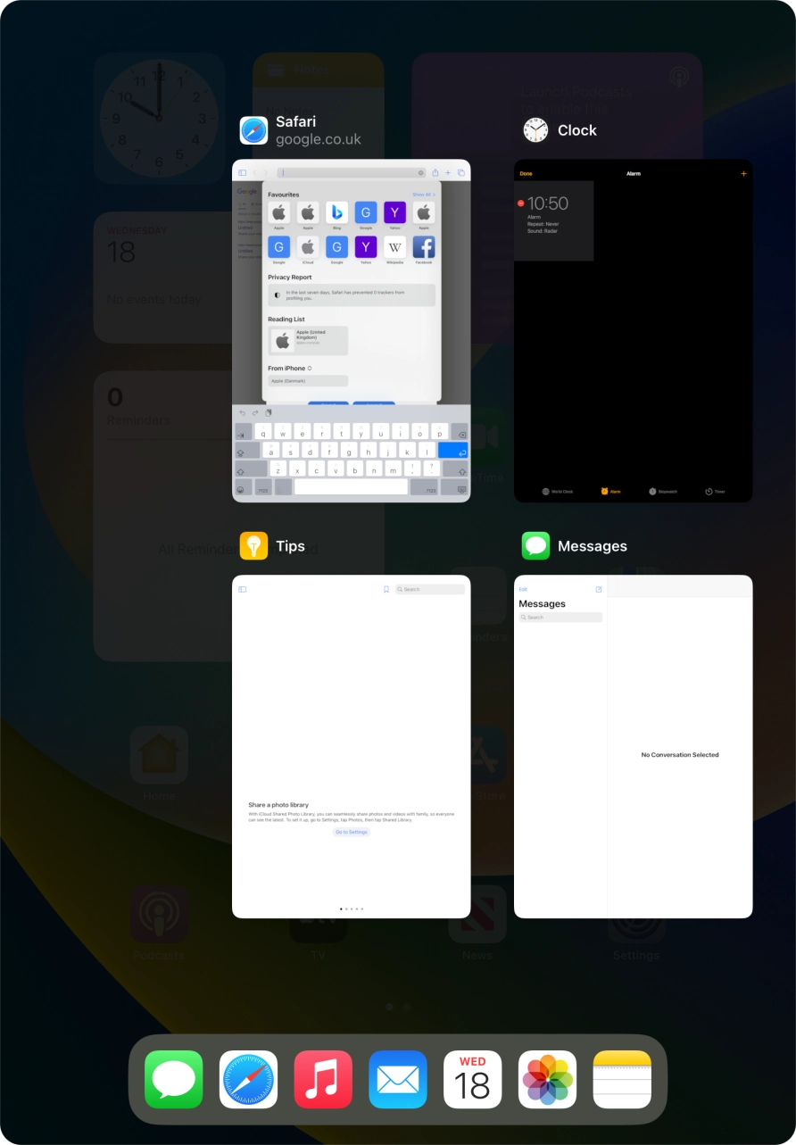 Slide upwards on the required application to end it. Slide upwards on the required application to end it.