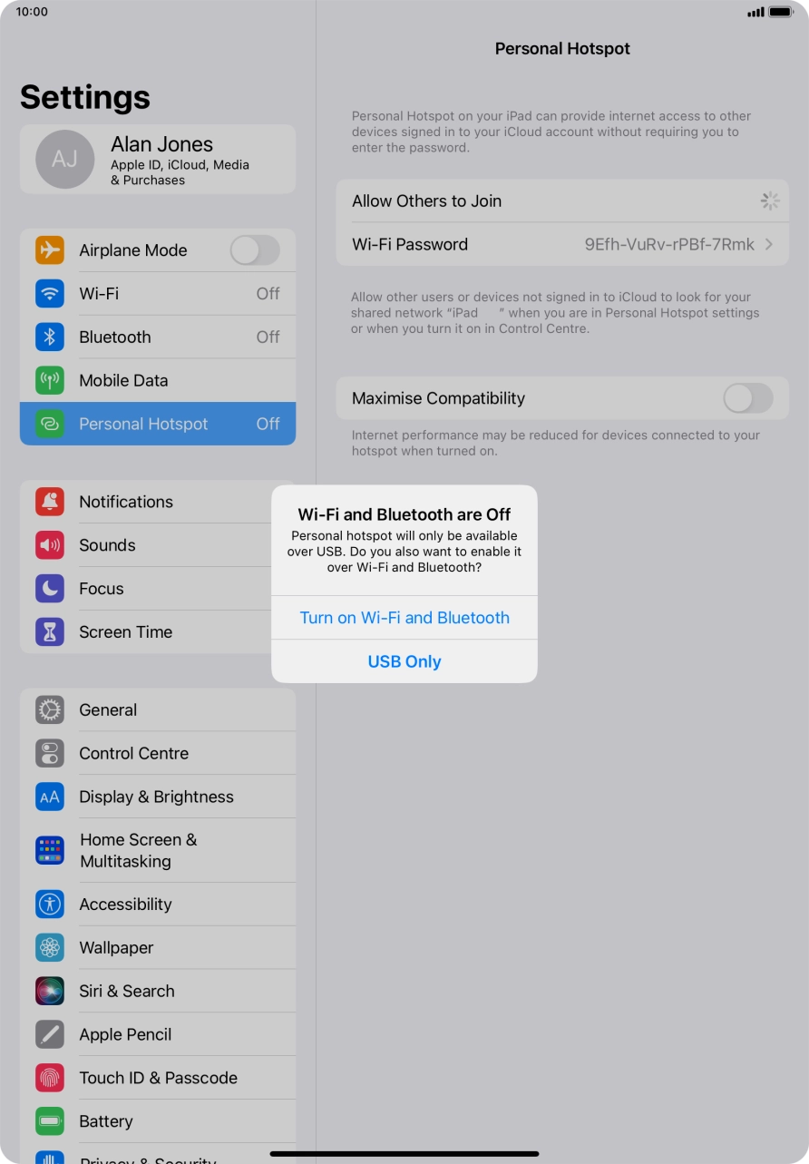 If WiFi is turned off, press Turn on Wi-Fi and Bluetooth. If WiFi is turned off, press Turn on Wi-Fi and Bluetooth.