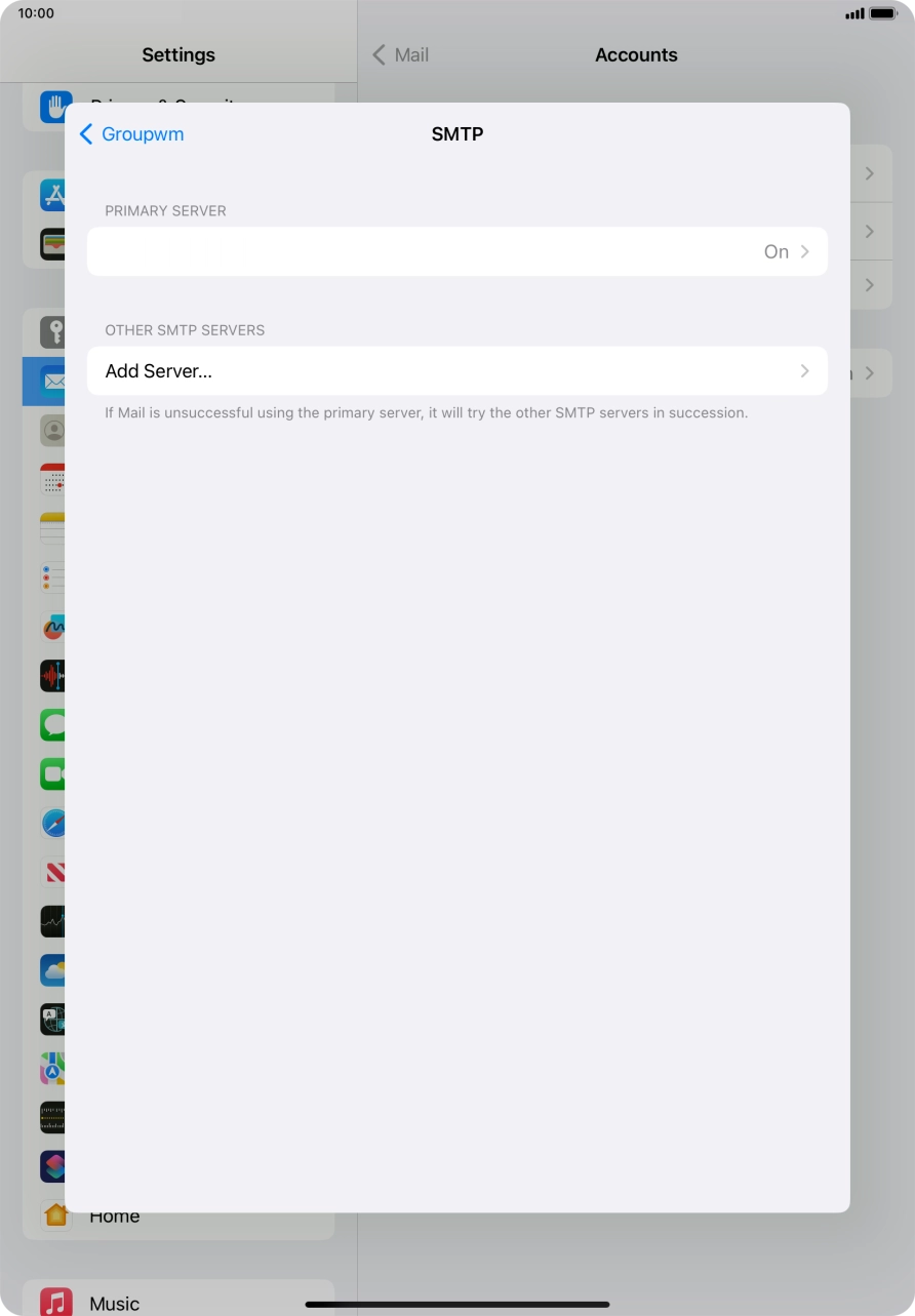 Press the field below 'PRIMARY SERVER'. Press the field below 'PRIMARY SERVER'.