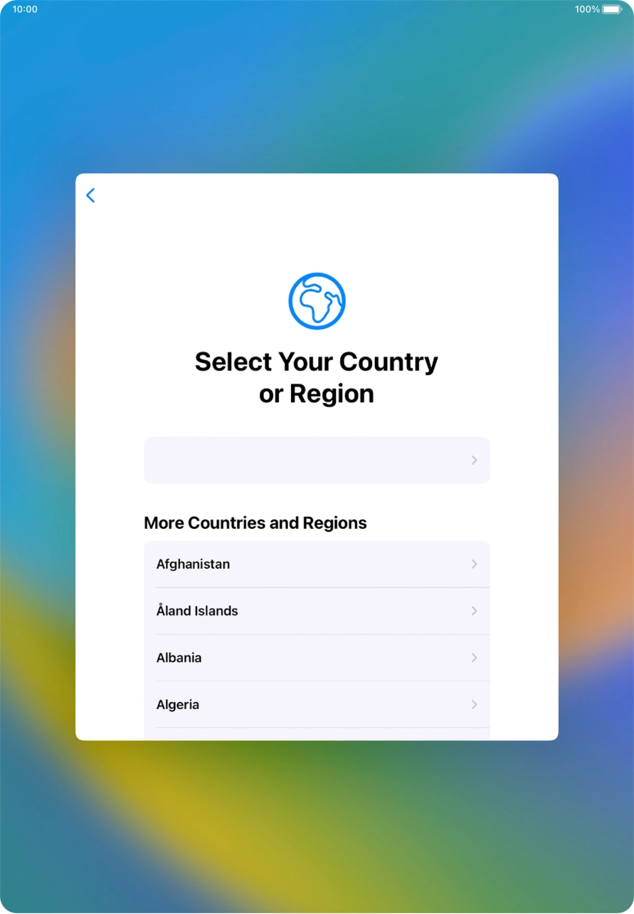 Press the required country or area.