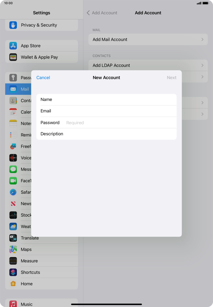Press Password and key in the password for your email account. Press Password and key in the password for your email account.