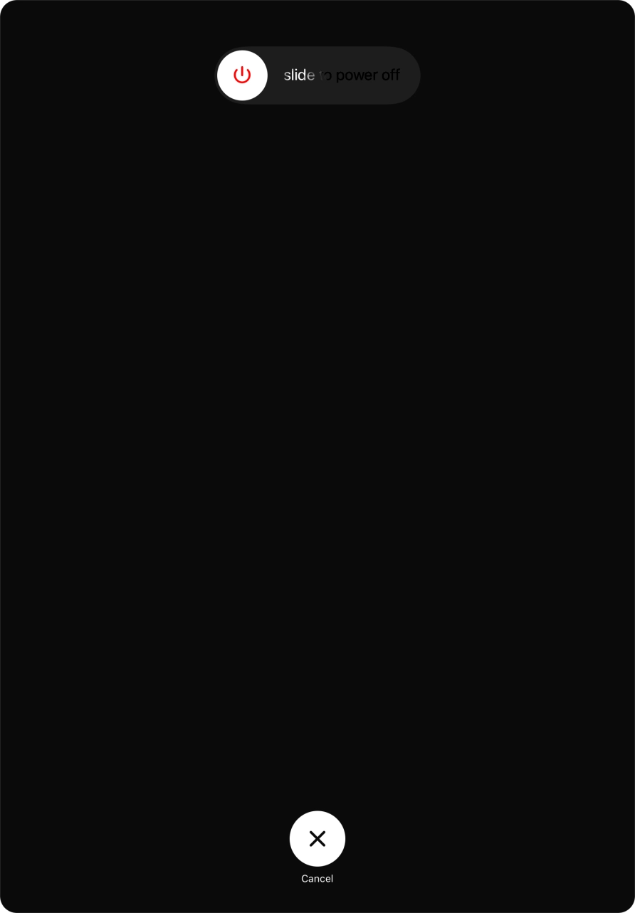 Press and drag the power off icon right.