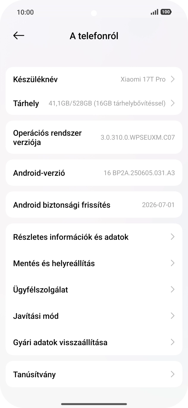 Válaszd a Gyári adatok visszaállítása lehetőséget.