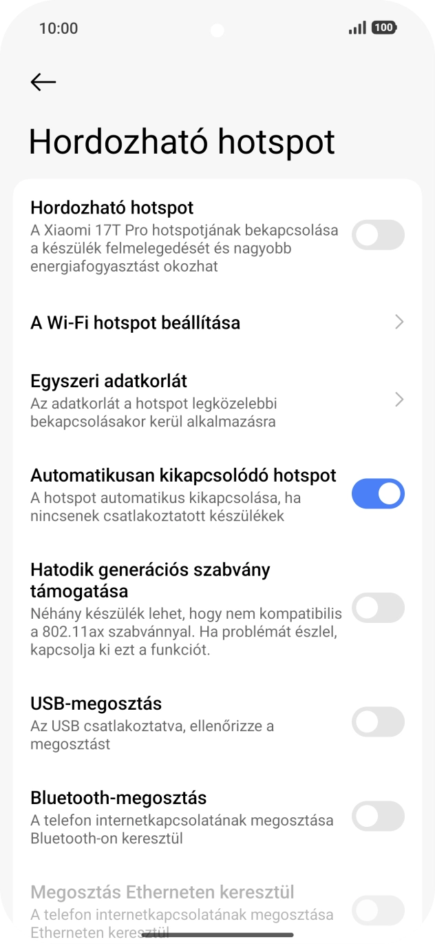 Válaszd a A Wi-Fi hotspot beállítása lehetőséget. Válaszd a A Wi-Fi hotspot beállítása lehetőséget.