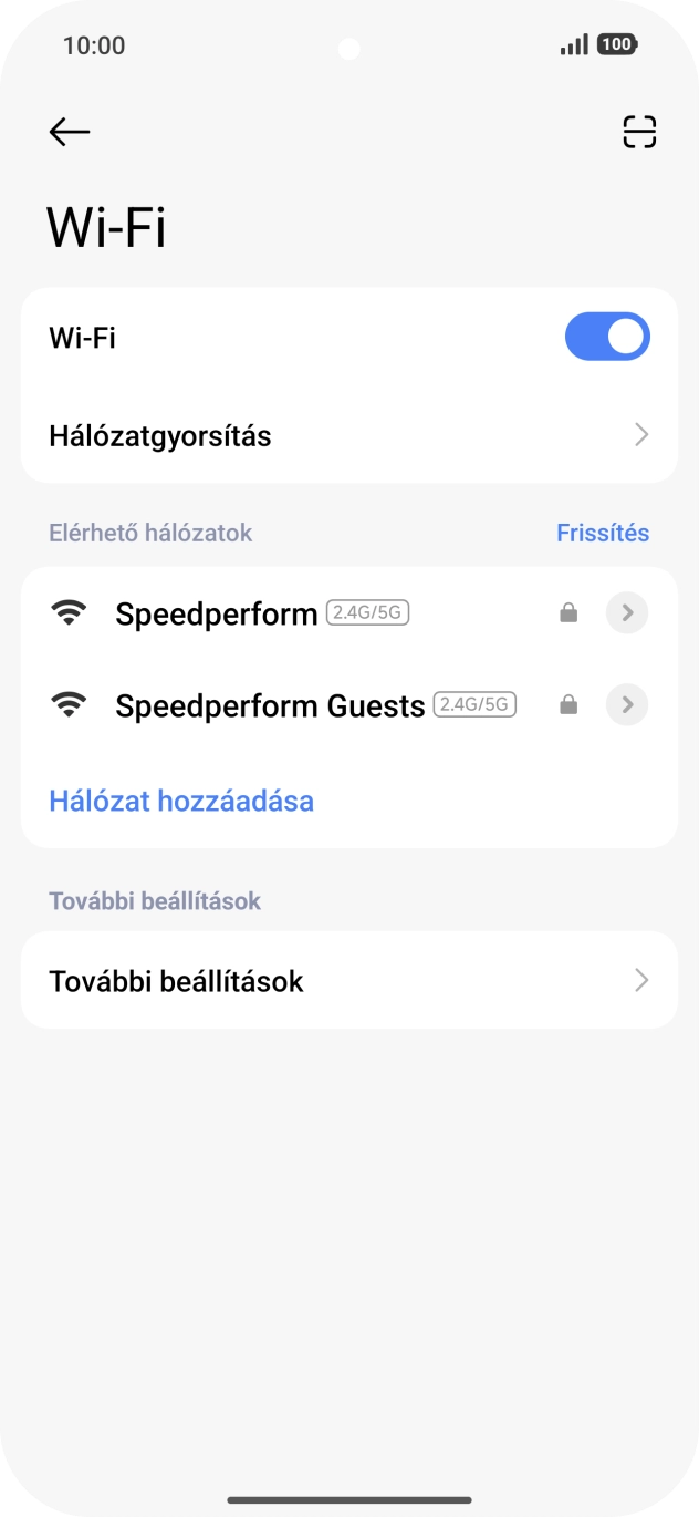 Válaszd ki a kívánt Wi-Fi hálózatot. Válaszd ki a kívánt Wi-Fi hálózatot.