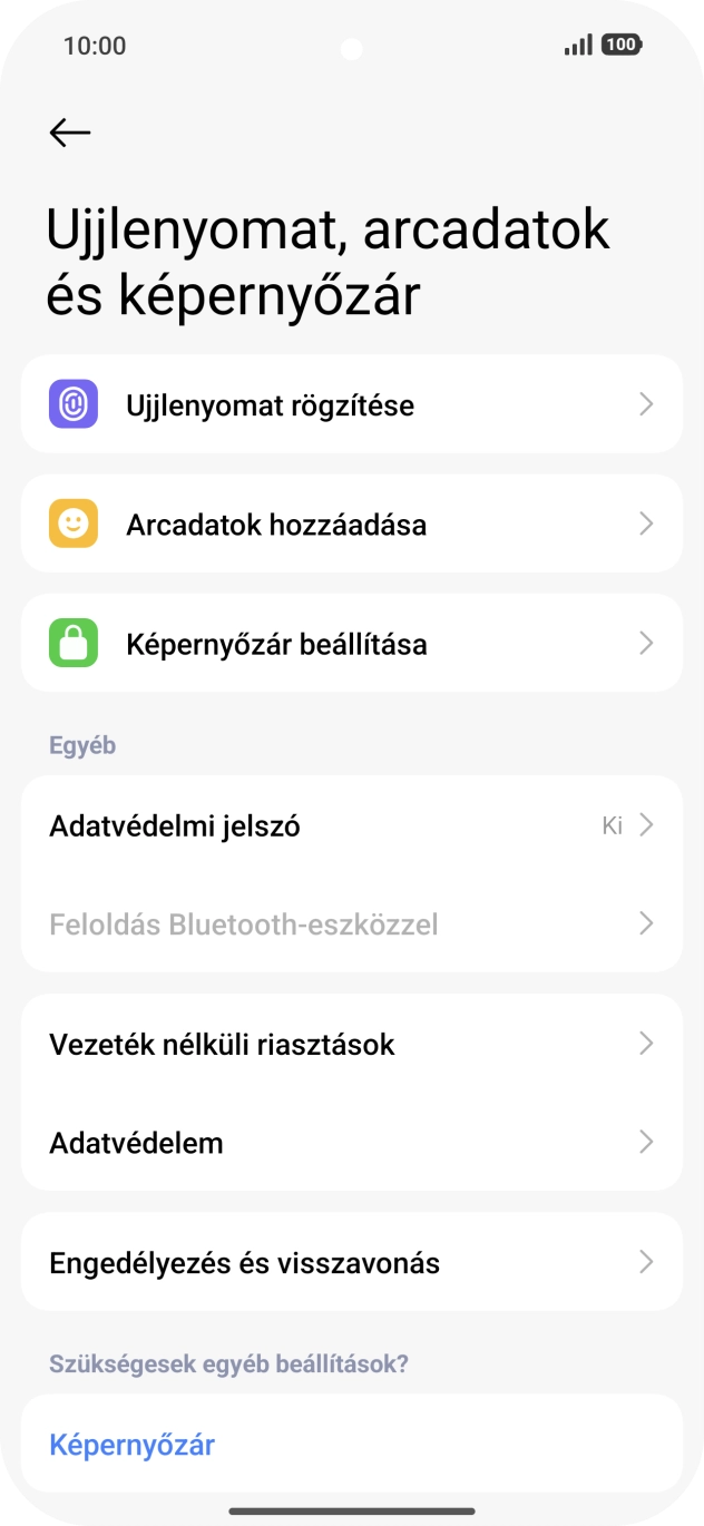 Válaszd az Ujjlenyomat rögzítése lehetőséget.