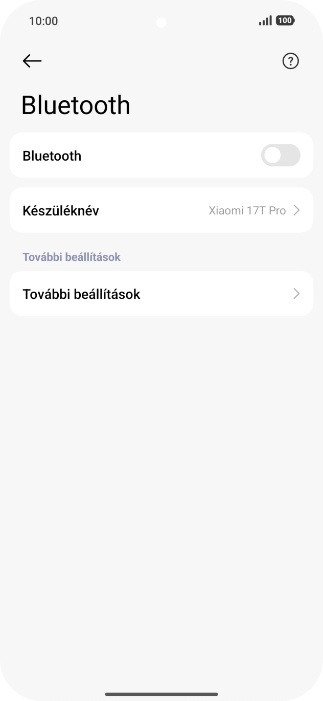 Kattints a „Bluetooth” melletti csúszkára a funkció bekapcsolásához.