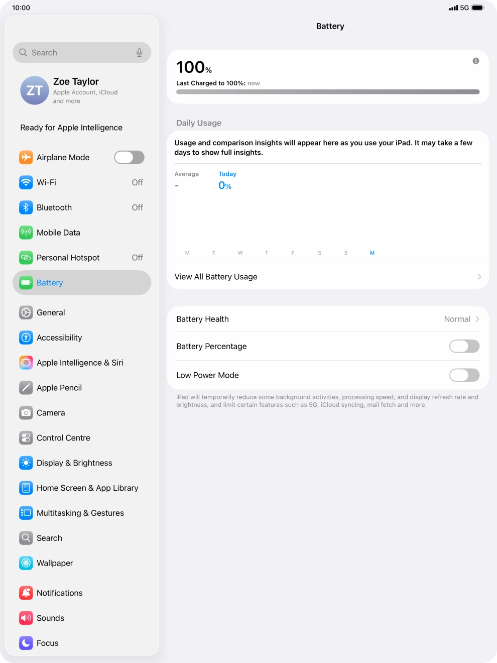 Press the indicator next to 'Low Power Mode' to turn on the function.