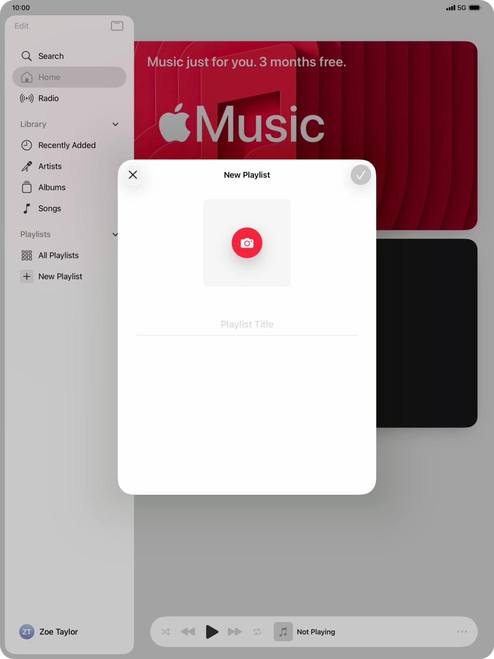Press the text input field and key in a name for the playlist.