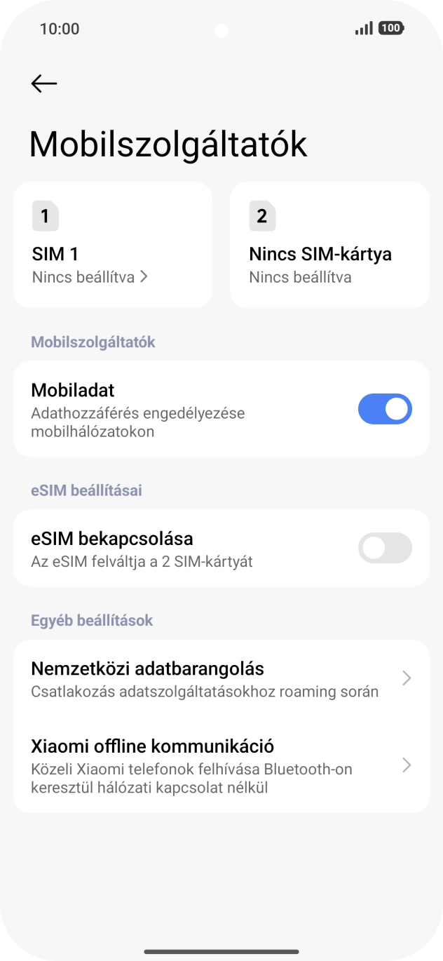Kattints az „eSIM bekapcsolása” melletti csúszkára. Kattints az „eSIM bekapcsolása” melletti csúszkára.