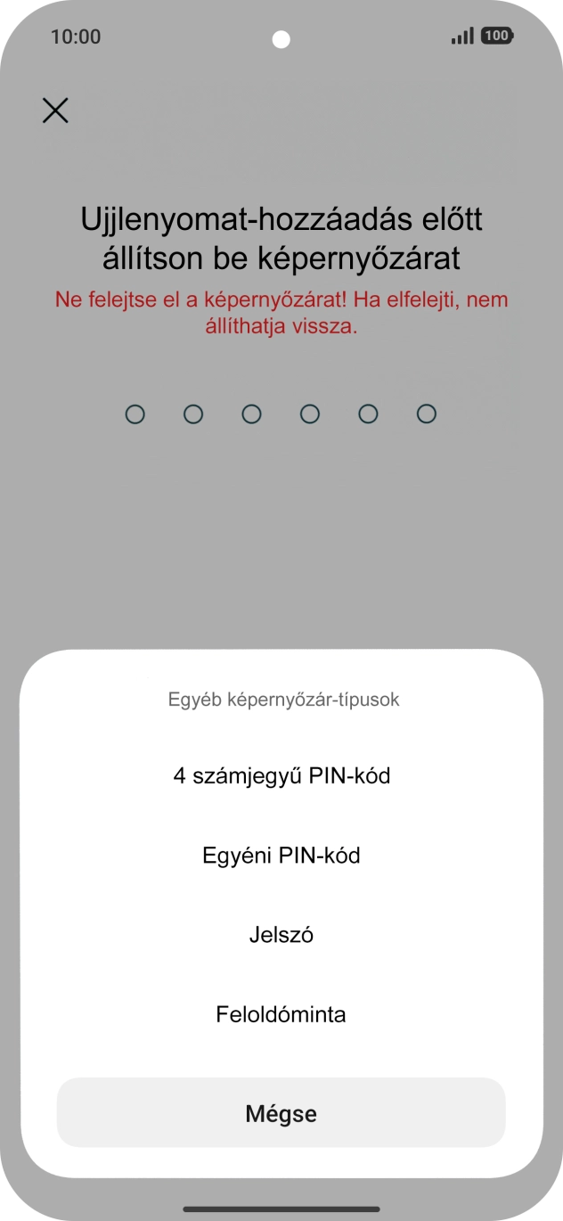 Válaszd ki a kívánt képernyőzárkódot, és kövesd a kijelzőn megjelenő utasításokat egy extra képernyőzár létrehozásához.