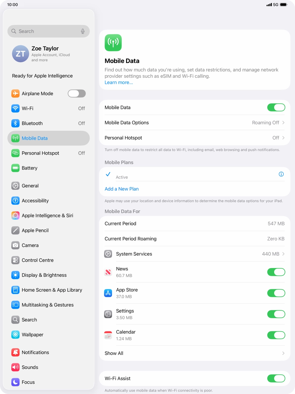 Press Mobile Data Options.