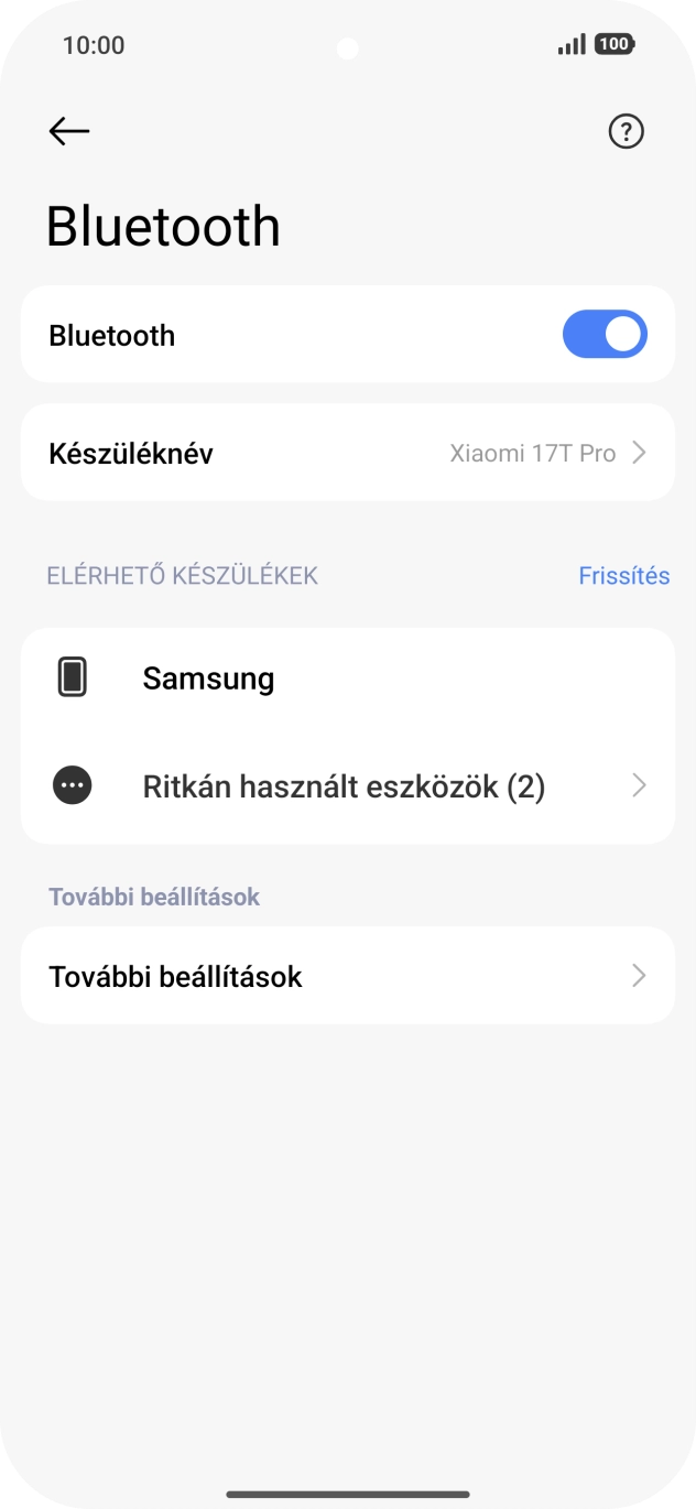 Válaszd ki a kívánt Bluetooth-eszközt, és kövesd a kijelzőn megjelenő utasításokat annak telefonodhoz történő csatlakoztatásához.