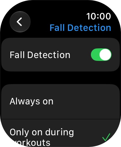 Press the indicator next to 'Fall Detection' to turn on the function.